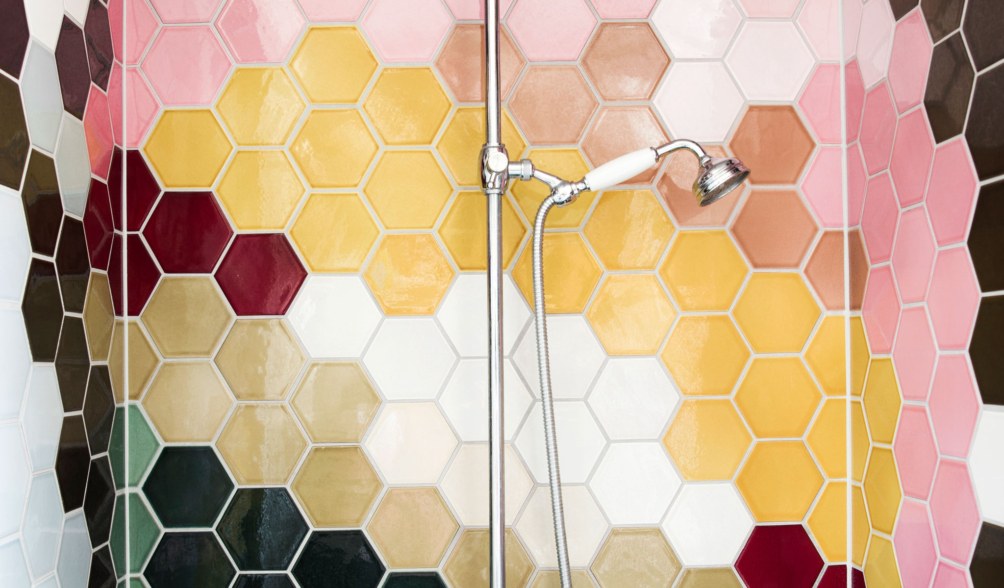 PATCHWORK fliser i bruseniche / detalje med flerfarvet mønster som en kæmpe isvaffel
