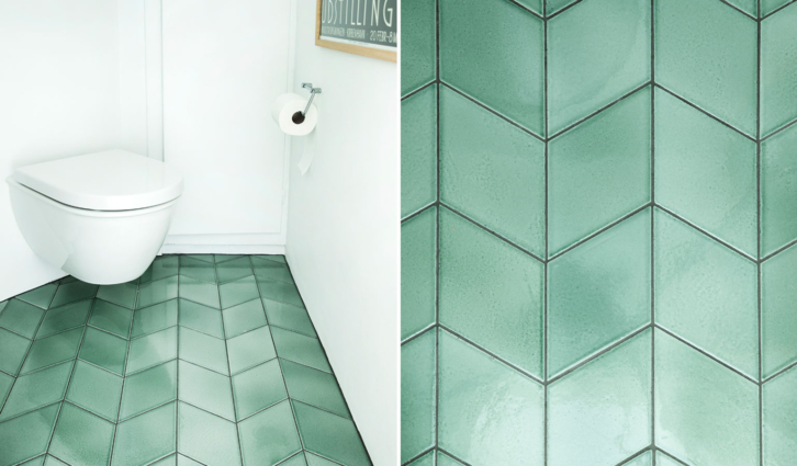 Rhombos / Pine / detail of bathroom floor